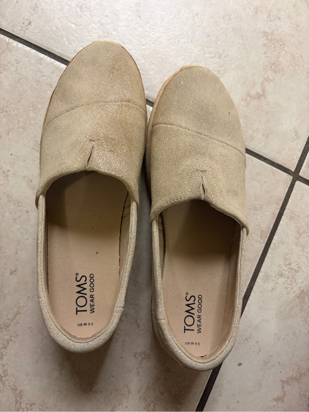 Toms Women's Suede Slip-On Moccasins in Light Tan